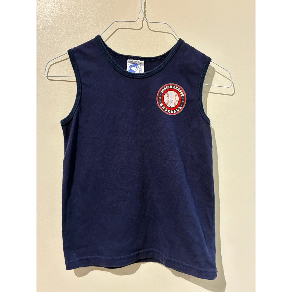 Garanimals Boys Navy Blue Junior League Baseball Graphic Tank Top Size 4T Vtg
